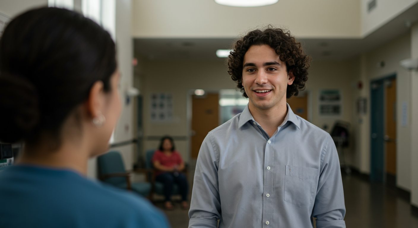 Human Services professional talking to a woman.